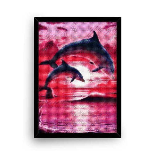 Diamantové-malování-delfíni-a-západ-slunce-obraz-rám