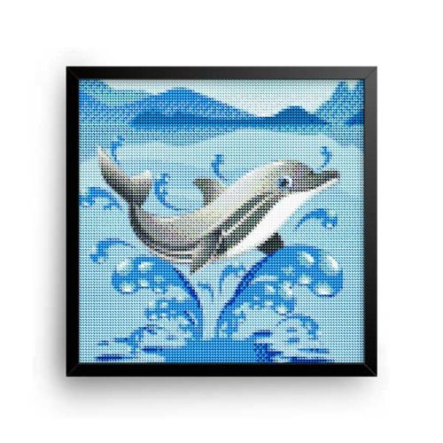 Diamantové-malování-kreslený-delfín-obraz-rám