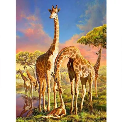 Diamantové malování diamantový obraz žirafí rodinka