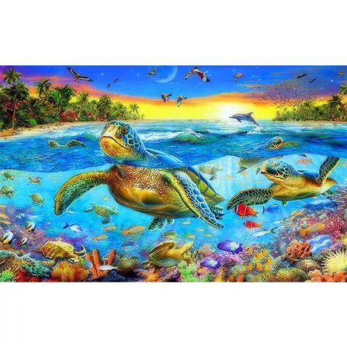 Diamantové-malování-želvy-v-moři