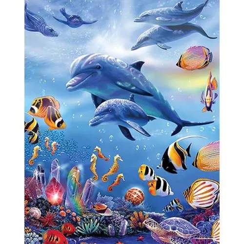 Diamantové-malování-delfíni-pod-mořem