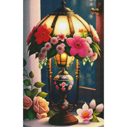 Diamantove-malovani-Lampa-zdobená-kvetinami-obraz