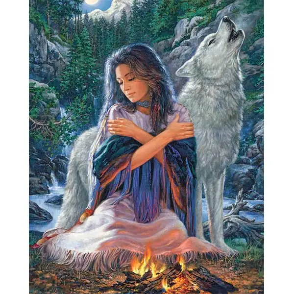 Diamantové-malování-indiánka-s-vlkem.40x50