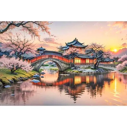 Diamantové-malování-tradiční-japonský-dom